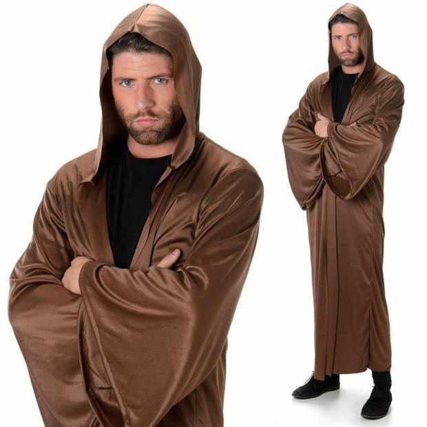 Adult Brown Hooded Robe Fancy Dress Costume Medieval Cloak Outfit  |   Historical FANCY DRESS Historical