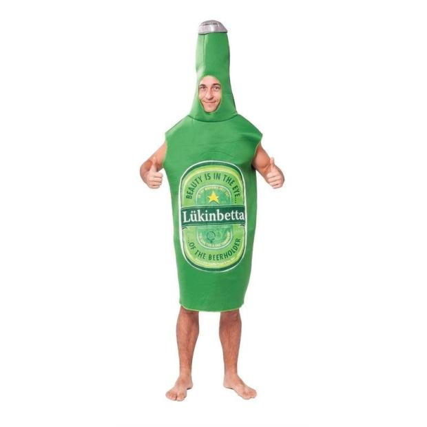 Adult Green Beer Bottle Costume Funny Stag Do Fancy Dress Adult Outfit  |   Food and drink FANCY DRESS Food & drink