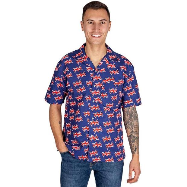 Adult Men’s Great Britain Union Jack Shirt  |   Hawaiian FANCY DRESS Hawaiian