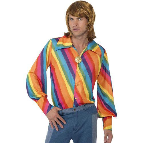 Adult Men’s Rainbow Hippy Hippie 60s 70s Shirt Fancy Dress Costume  |   Hippie FANCY DRESS Hippie