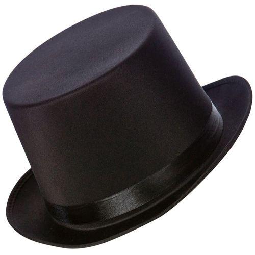 Adult Unisex Black Satin Top Hat Fancy Dress Accessory  |   Historical FANCY DRESS Historical