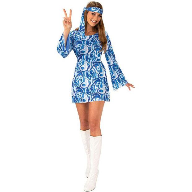 Adult Women’s Flower Power Hippie Girl 1960s 1970s Fancy Dress Costume  |   Hippie FANCY DRESS Hippie