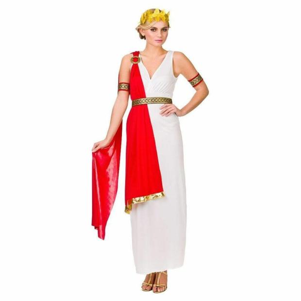 Adult Women’s Greek Goddess Roman Red Toga Fancy Dress Costume  |   Historical FANCY DRESS Historical