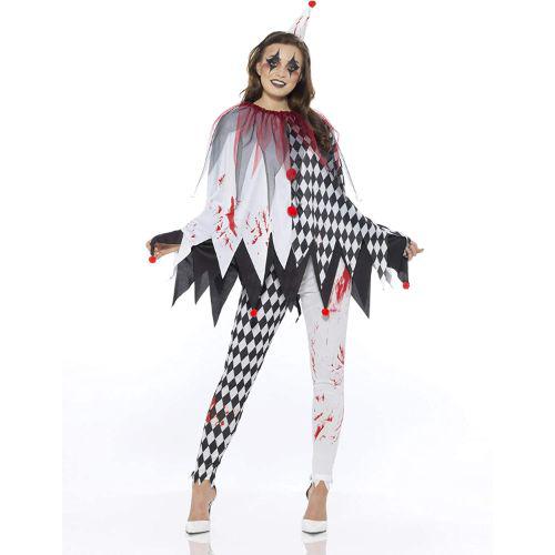 Adult Women’s Halloween Harlequin Jester Clown Fancy Dress Costume  |   Clown Clown Clown