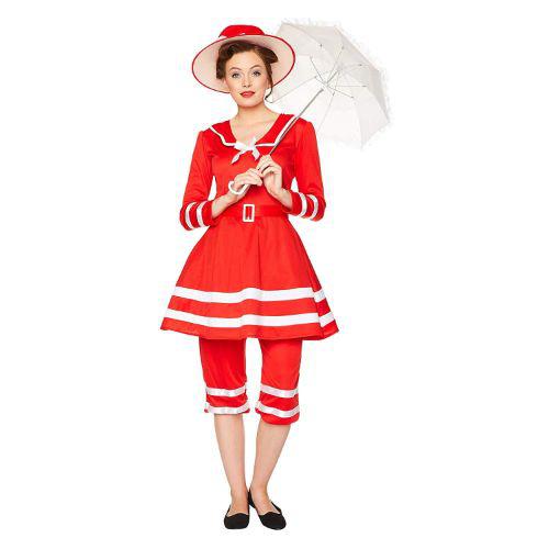 Adult Women’s Victorian Red Bathing Suit Fancy Dress Costume  |   Historical FANCY DRESS Historical