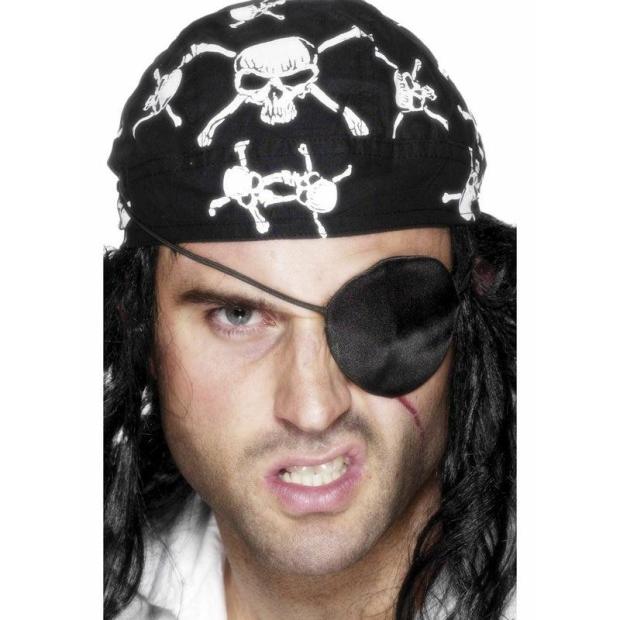 Black Satin Pirate Eyepatch Adult Child Fancy Dress Costume Accessory  |   Pirate FANCY DRESS Pirate