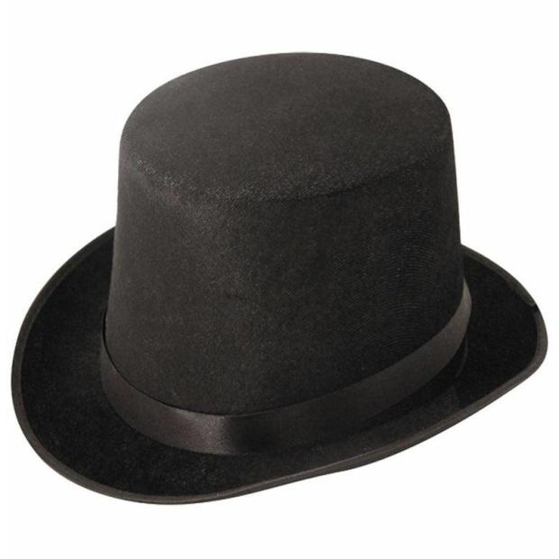 Black Velour Felt Top Hat Unisex Victorian Adult Fancy Dress Accessory  |   Historical FANCY DRESS Historical