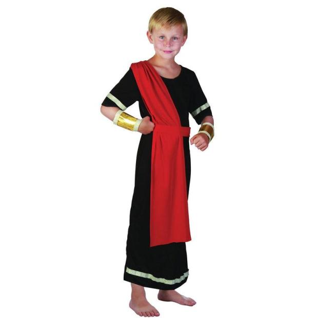 Boys Black Caesar Roman Emporer Greek Toga Book Week Kids Fancy Dress Costume  |   Historical FANCY DRESS Historical