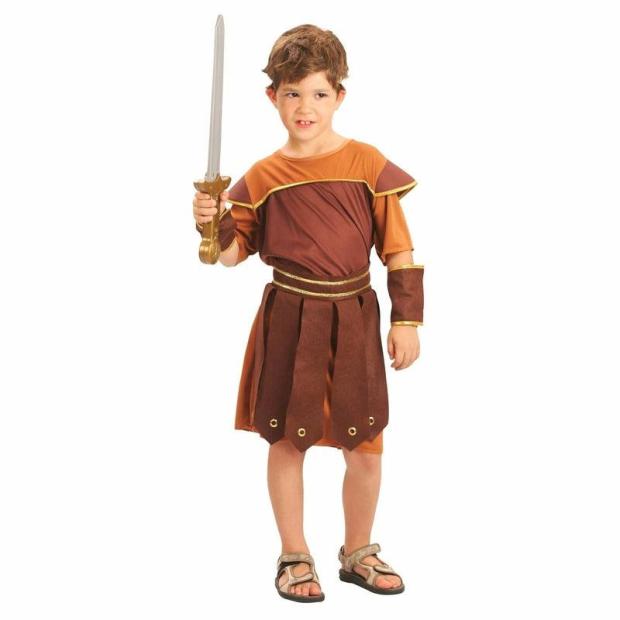 Boys Roman Soldier Costume Warrior Tunic Fancy Dress Outfit  |   Historical FANCY DRESS Historical