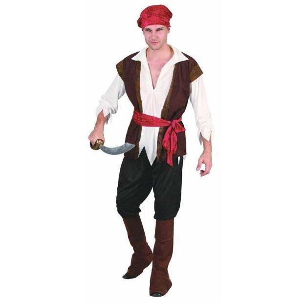 Caribbean Pirate Captain Costume Adult Halloween Fancy Dress Costume Outfit  |   Pirate FANCY DRESS Pirate