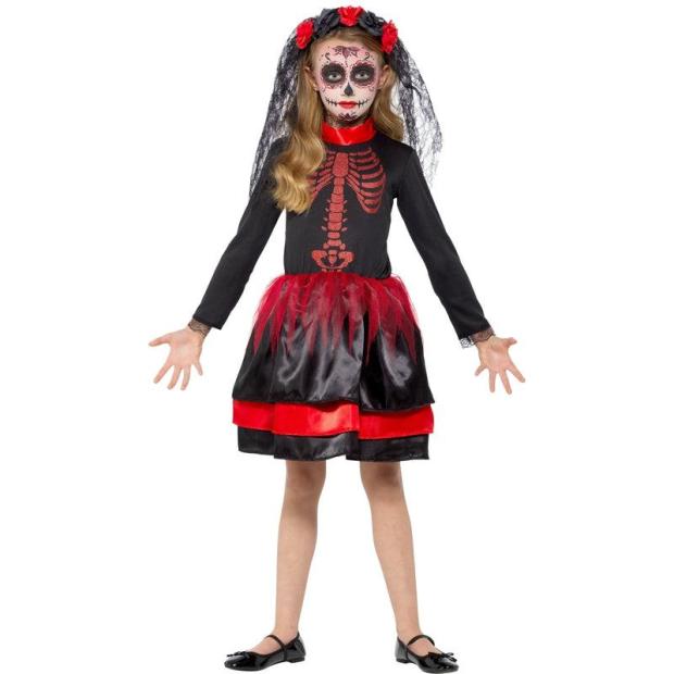 Child Girl’s Day Of The Dead Senorita Fancy Dress Costume Halloween Outfit  |   Masquerade FANCY DRESS Masquerade