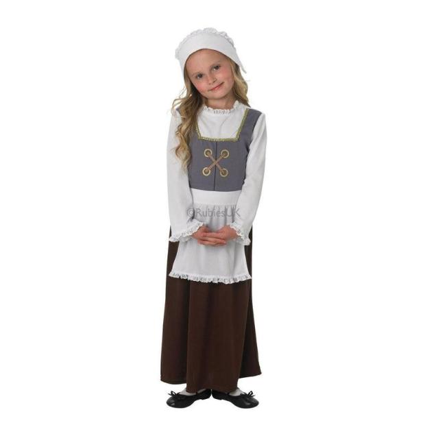 Child Tudor Girl Costume Book Week Fancy Dress Kids Poor Victorian Maid Outfit  |   Historical FANCY DRESS Historical