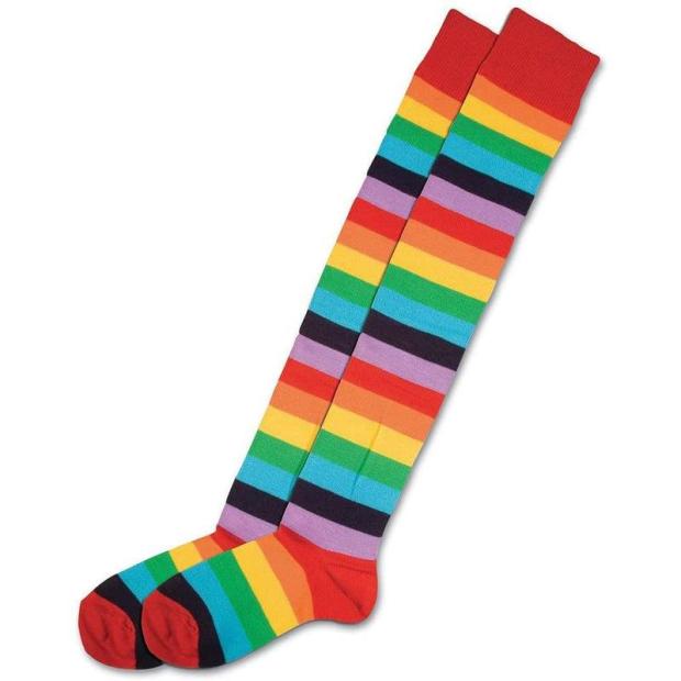 Clown Socks Rainbow Stripe Multi-Coloured Circus Fancy Dress Costume Accessory  |   Clown FANCY DRESS Clown