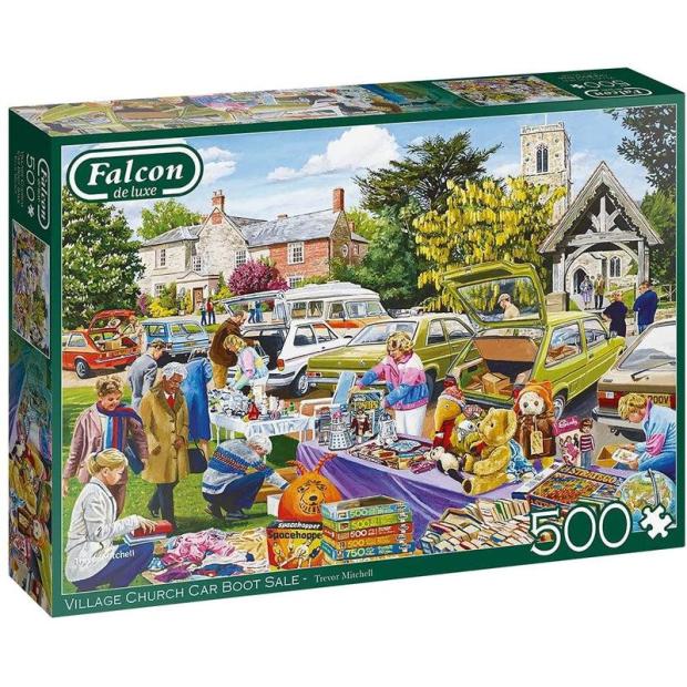 Falcon De Luxe 500 Piece Jigsaw – Village Church Car Boot Sale  |   Galt toys EDUCATIONAL Galt toys