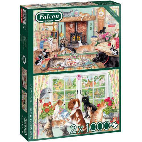 Falcon De Luxe Animals at Home 2 x 1000 Piece Jigsaw Puzzles  |   Galt toys EDUCATIONAL Galt toys