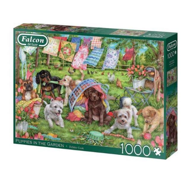 Falcon De Luxe Puppies in the Garden 1000 Piece Jigsaw Puzzle  |   Galt toys EDUCATIONAL Galt toys