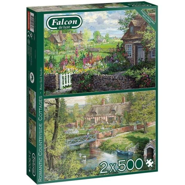 Falcon De Luxe Romantic Countryside Cottages 2 x 500 Piece Jigsaw Puzzles  |   Galt toys EDUCATIONAL Galt toys