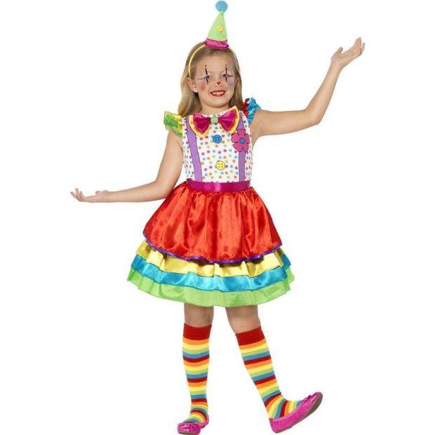 Girls Deluxe Clown Costume Circus Fancy Dress Child Kids Outfit 4-12  |   Clown Clown Clown