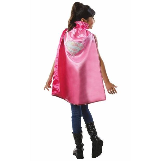 Girls Pink Supergirl Cape Super Hero Fancy Dress Costume  |   Superhero FANCY DRESS Superhero