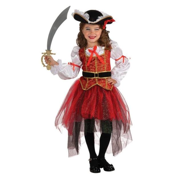 Girls Princess Of The Seas Pirate Fancy Dress Costume & Hat Child Kids Outfit  |   Pirate FANCY DRESS Pirate