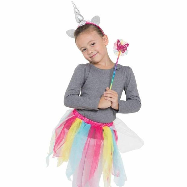 Girls Rainbow Unicorn Tutu Headband & Wand Set Fantasy Fancy Dress Costume  |   Animal Animal Animal