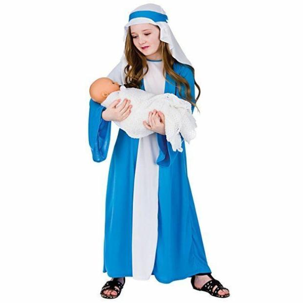 Girls Virgin Mary Costume Nativity Christmas Play Fancy Dress Biblical Outfit  |   Religious FANCY DRESS Religious