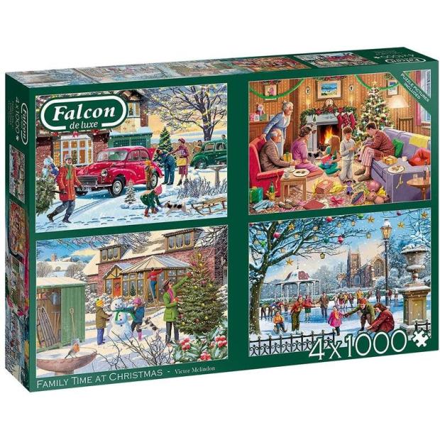 Jumbo, Falcon de luxe – Family Time at Christmas, Jigsaw Puzzles for Adults, 4 x 1,000 piece  |   Galt toys EDUCATIONAL Galt toys