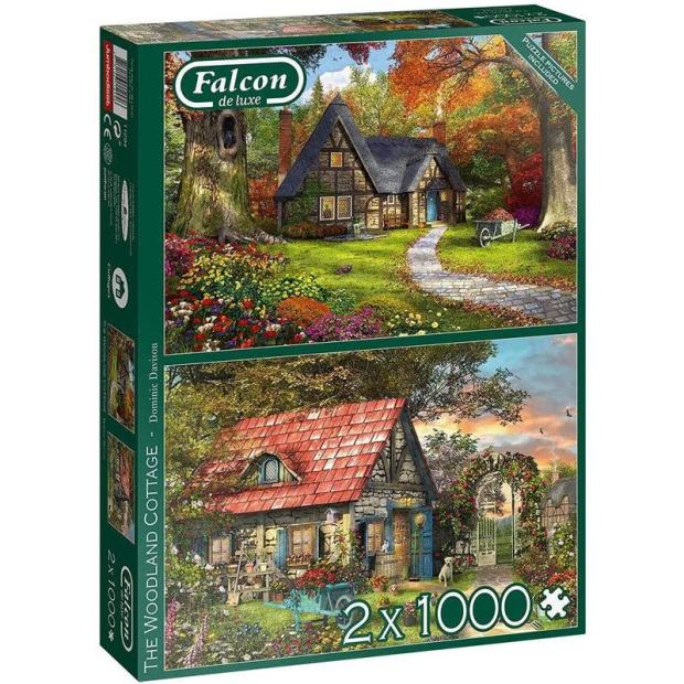 Jumbo, Falcon de luxe – Woodland Cottages, Jigsaw Puzzles for Adults, 2 x 1,000 piece  |   Galt toys EDUCATIONAL Galt toys