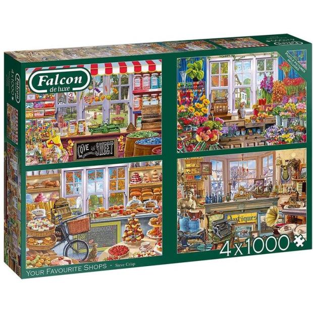 Jumbo, Falcon de luxe – Your Favourite Shops, Jigsaw Puzzles for Adults, 4 x 1,000 piece  |   Galt toys EDUCATIONAL Galt toys