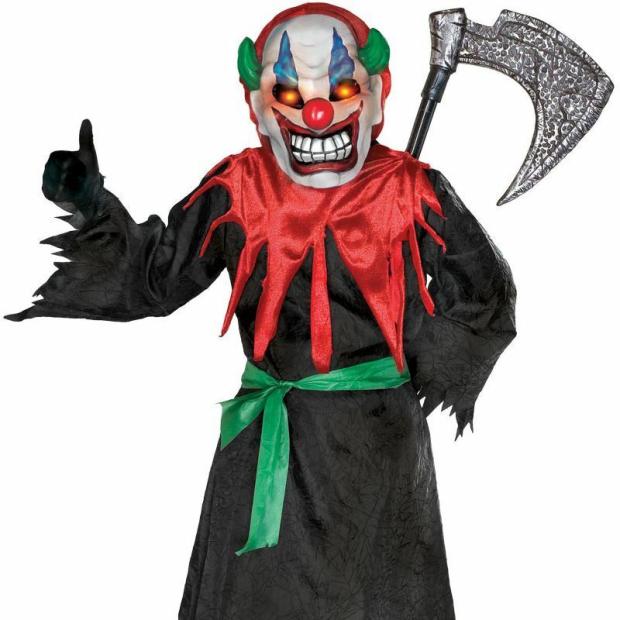 Kids Crazy Clown Costume Boys Girls Halloween Fancy Dress Light Up Eyes Outfit  |   Clown Clown Clown