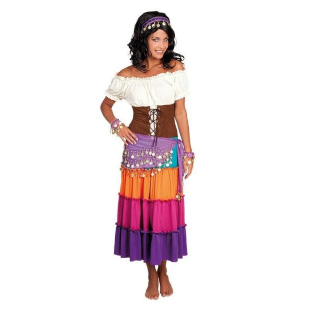 Ladies 3 Piece Romany Gypsy Costume Set Headband Bracelet Belt Fancy Dress  |   Historical FANCY DRESS Historical