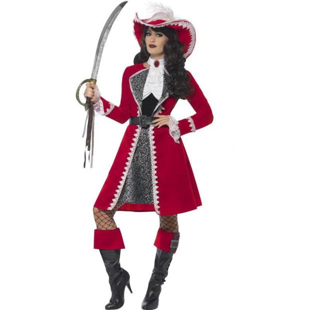 Ladies Deluxe Authentic Lady Captain Costume Pirate Hook Peter Pan Fancy Dress  |   Pirate FANCY DRESS Pirate