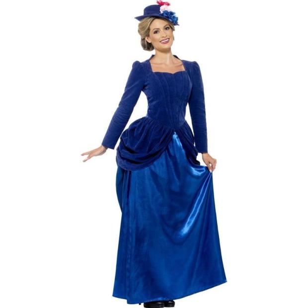 Ladies Deluxe Blue Victorian Nanny Costume Fancy Dress Book Week Outfit  |   Historical FANCY DRESS Historical