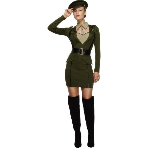 Ladies Fever Wartime Captain Army 40s WW2 Military Soldier Fancy Dress Costume  |   Military FANCY DRESS Military