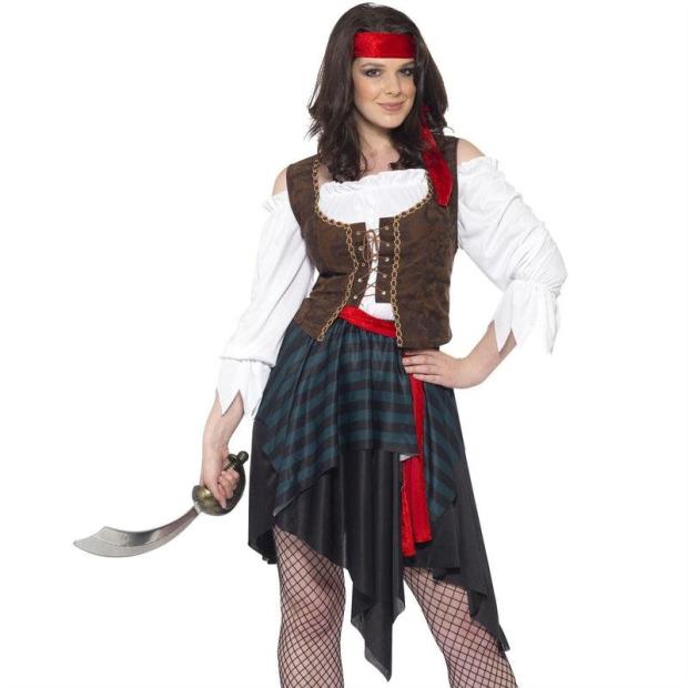 Ladies Pirate Fancy Dress Costume Caribbean Buccaneer Wench Captain Sailor  |   Pirate FANCY DRESS Pirate