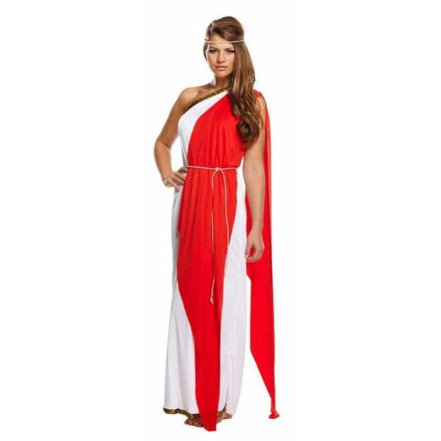 Ladies Red Greek Roman Greek Goddess Toga Fancy Dress Outfit Costume  |   Historical FANCY DRESS Historical