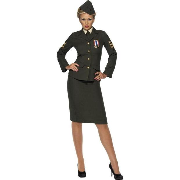 Ladies Wartime Officer Costume 1940s WW2 Army Uniform Fancy Dress Outfit 8-26  |   Historical FANCY DRESS Historical