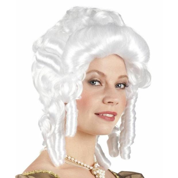 Ladies White Baroque Wig Ringlet Curls Victorian Fancy Dress Costume  |   Historical FANCY DRESS Historical