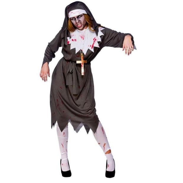 Ladies Zombie Nun Costume Satanic Sister Halloween Fancy Dress Outfit  |   Religious FANCY DRESS Religious