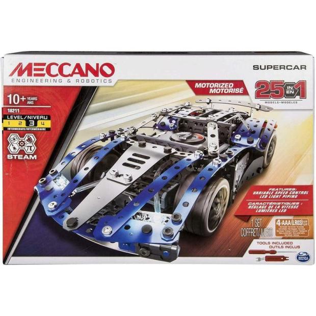 Meccano 25-in-1 Supercar Set Motorized S.T.E.A.M Building Kit  |   Construction toys Construction toys Construction toys