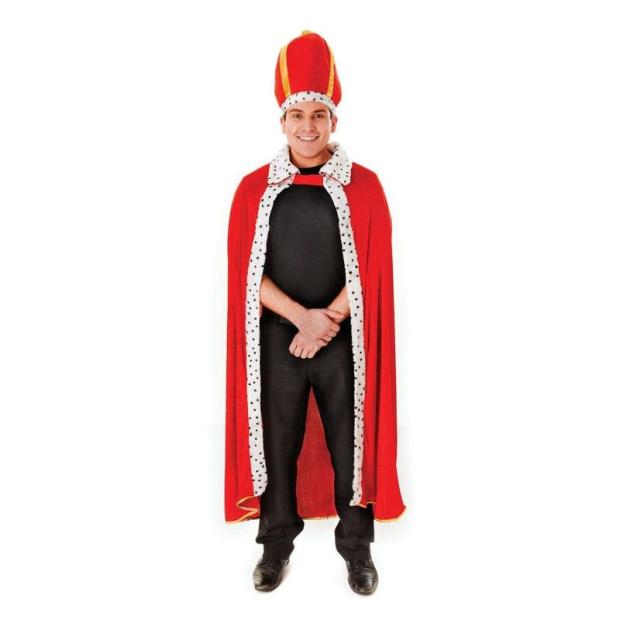 Red Medieval Royal King Robe & Hat Fancy Dress Costume Adult Outfit  |   Historical FANCY DRESS Historical