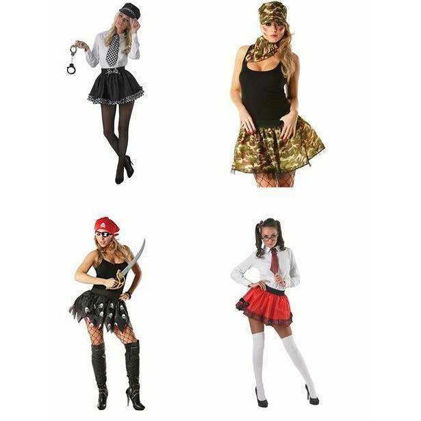 Rubies Ladies Tutu Costume – Choose from Army, Schoolgirl, Pirate or Police  |   Military FANCY DRESS Military