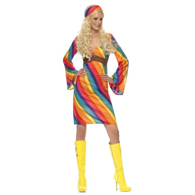 Smiffys Rainbow Hippie Women’s Fancy Dress Costume  |   Hippie FANCY DRESS Hippie