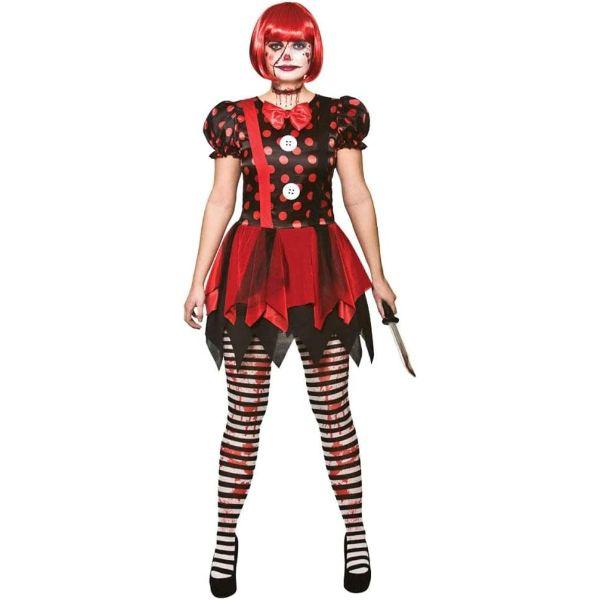 Wicked Costumes Horror Clown Women’s Halloween Fancy Dress Costume  |   Clown Clown Clown