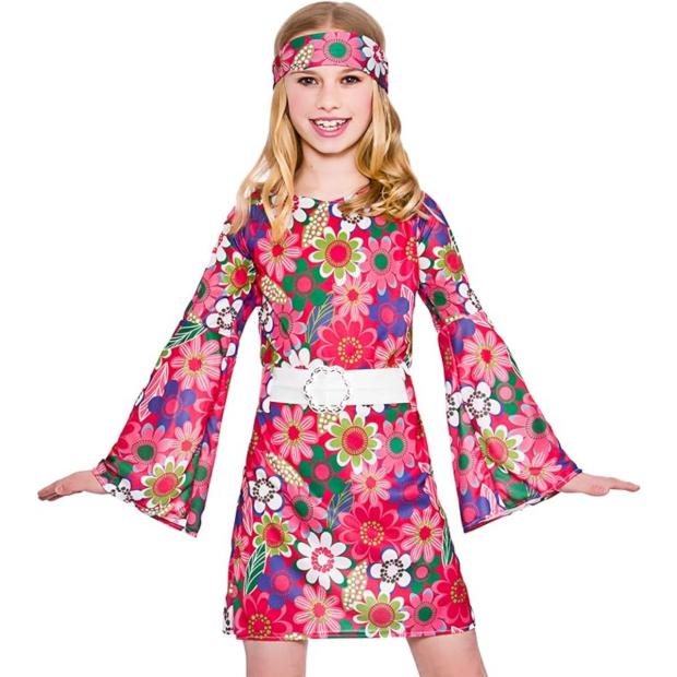 Wicked Costumes Retro Go Go Hippie Girl’s Fancy Dress Costume  |   Hippie FANCY DRESS Hippie