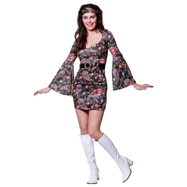 Wicked Costumes Retro Go-Go Hippie Women’s Fancy Dress Costume  |   Hippie FANCY DRESS Hippie