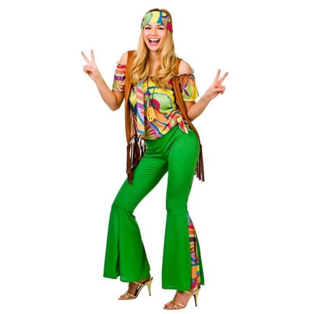 Ladies Groovy Hippie Costume Hippy 60s 70s Fancy Dress Adult Outfit  |   Hippie FANCY DRESS Hippie