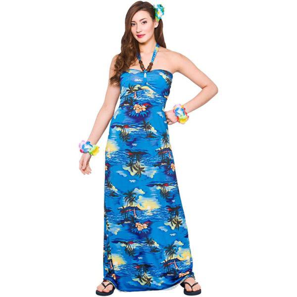 Wicked Costumes Hawaiian Palm Tree Maxi Dress Women’s Luau Fancy Dress Costume  |   Hawaiian FANCY DRESS Hawaiian