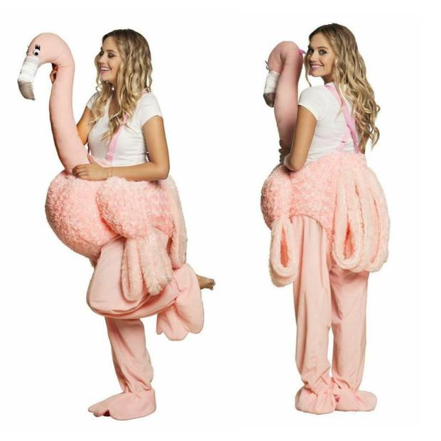 Adult Ride On Flamingo Costume Safari Animal Fancy Dress Outfit  |   Animal Animal Animal