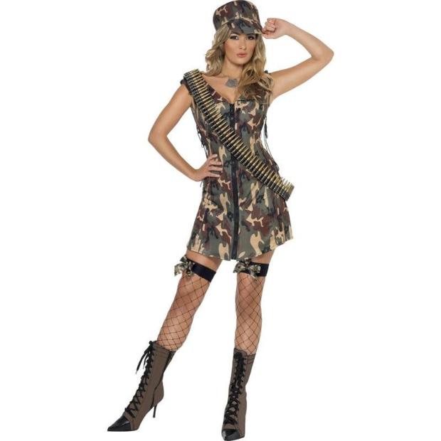 Ladies Army Girl Costume Soldier Military Uniform Fancy Dress Outfit  |   Military FANCY DRESS Military